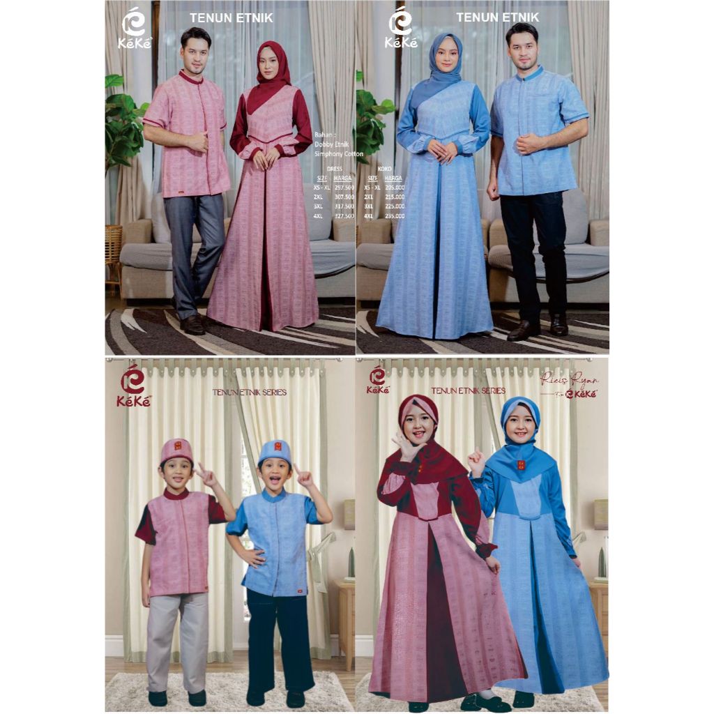 KEKE BUSANA MUSLIM TENUN ETNIK SERIES , WARNA MAROON, BLUE DAN GREY | Keke Busana Muslim