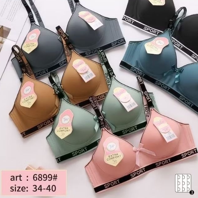 [1pc] BH teli sport code 6899 kait 3, cup B (cup sedang) busa sedang ukuran 34,36,38,40