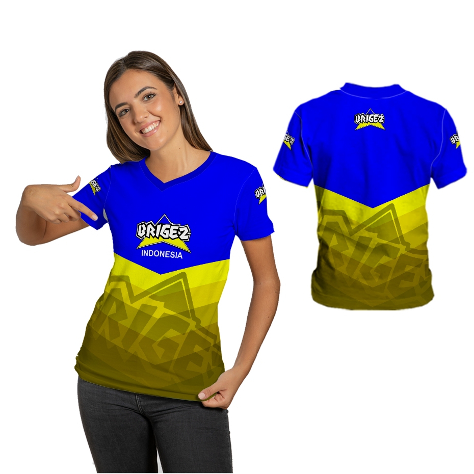 BRIGEZ INDONESIA Kaos Jersey Perempuan Dewasa Tangan Panjang Fullprint