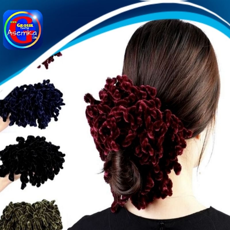 NN112 Ikat rambut Ubur ubur cepol hijab besar grosir 12pcs