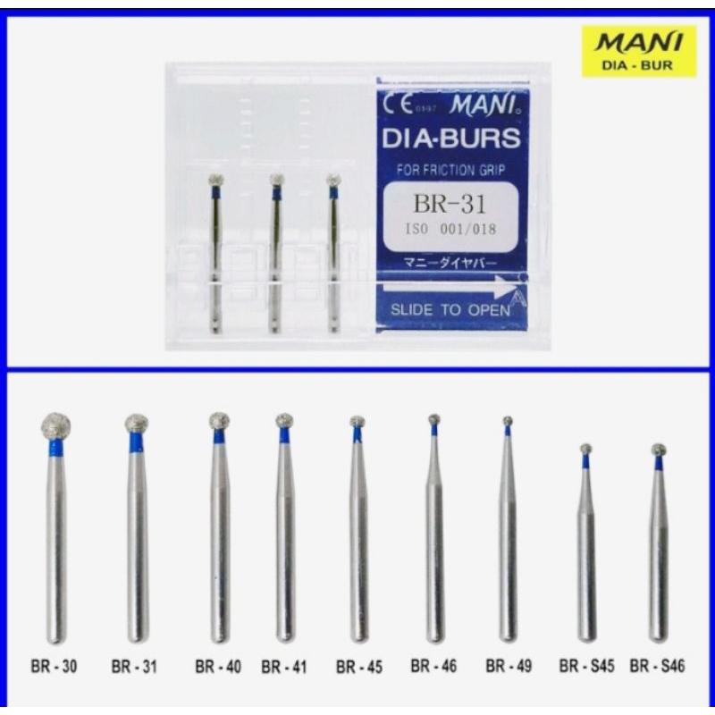 Dental Diamond bur isi 3 Round High Speed