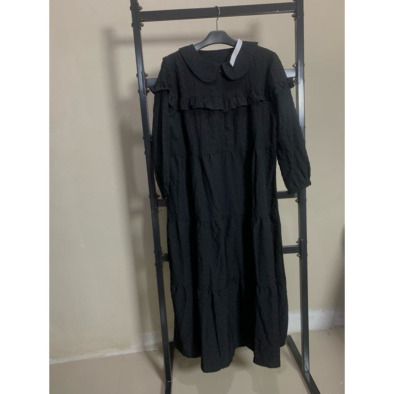 dress/tunik/long tunik/long dress/ midi/midi hitam/tunik hitam