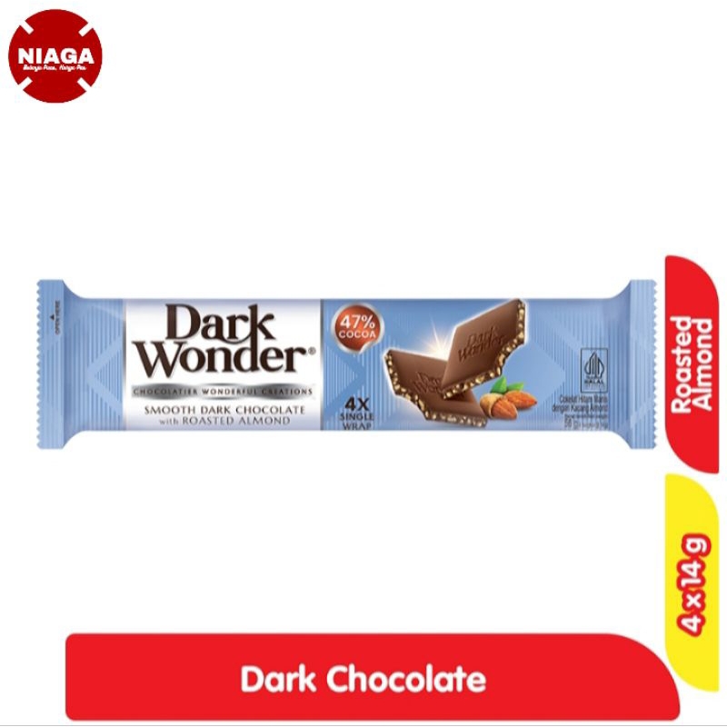 

Dark Wonder Smooth Cokelat Hitam Almond Panggang 4 x 14g