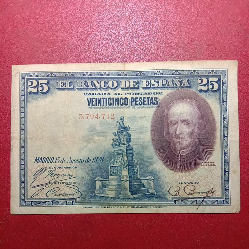 uang kertas Spanyol 25 Pesetas 1928