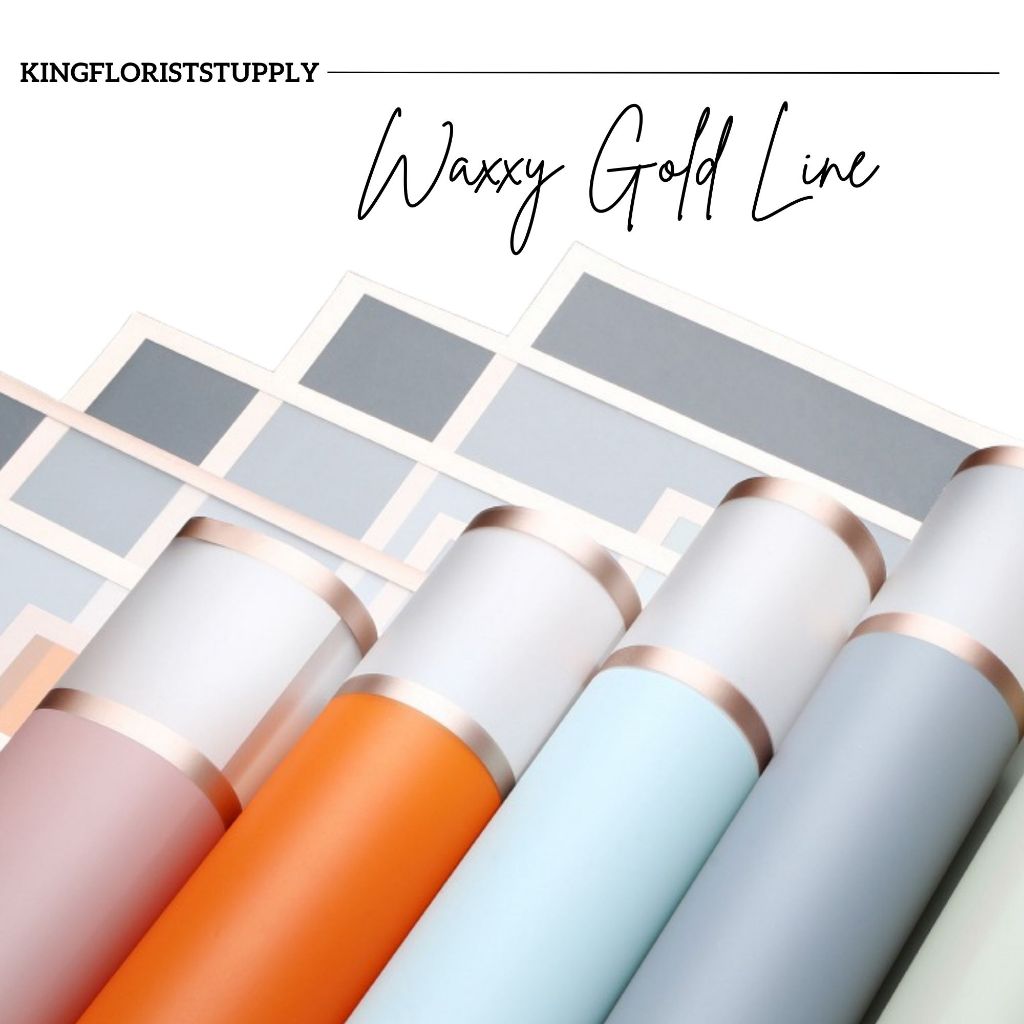 

Kertas Waxxy Double List Gold Frame Wrapping Paper Cellophane Waterproof KERTAS WAXXY GOLD LINE