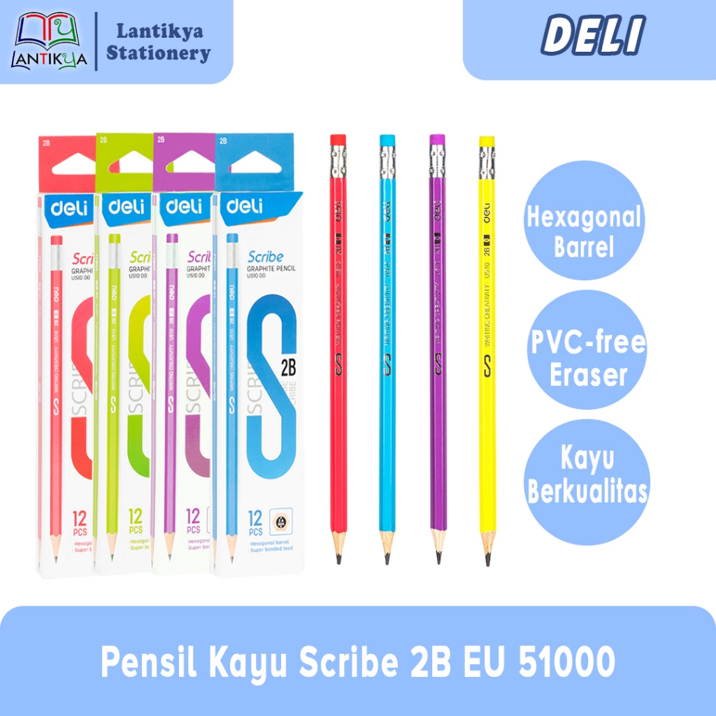 

Deli Pensil Kayu (Graphite Pencil) Scribe 2B EU 51000