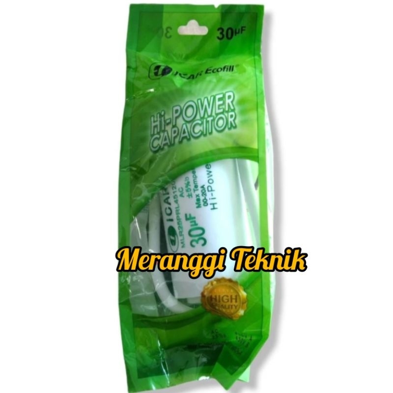 id3957 Kapasitor bulat Icar Ecofill 30 uf 450 v pompa air mesin cuci