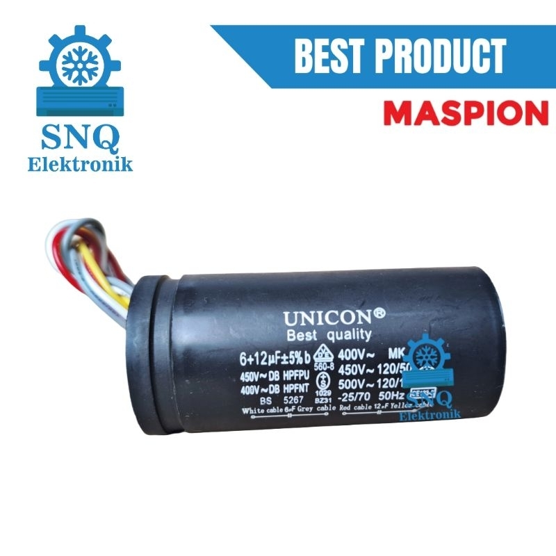 Capasitor mesin cuci MASPION dua tabung - Kapasitor mesin cuci 2 tabung MASPION 7 kg, 9 kg, 10 kg, 1