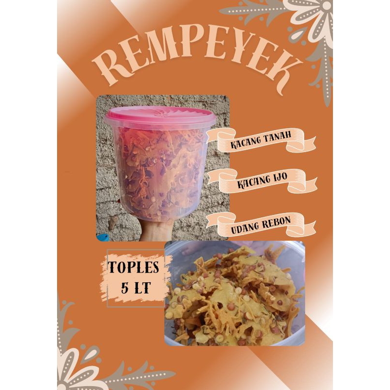 

Rempeyek gurih & renyah, Ukuran 5 liter semua varian