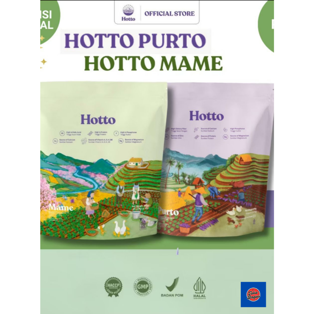 

Hotto Mame dan Purto MIX 2 Pouch (28 Sachet) Multigrain Tinggi Protein Edamame + Multigrain Ubi Ungu