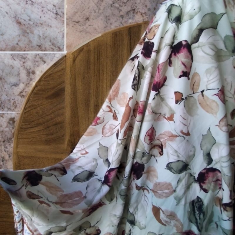 kain katun rayon motif daun / kain rayon viscose premium