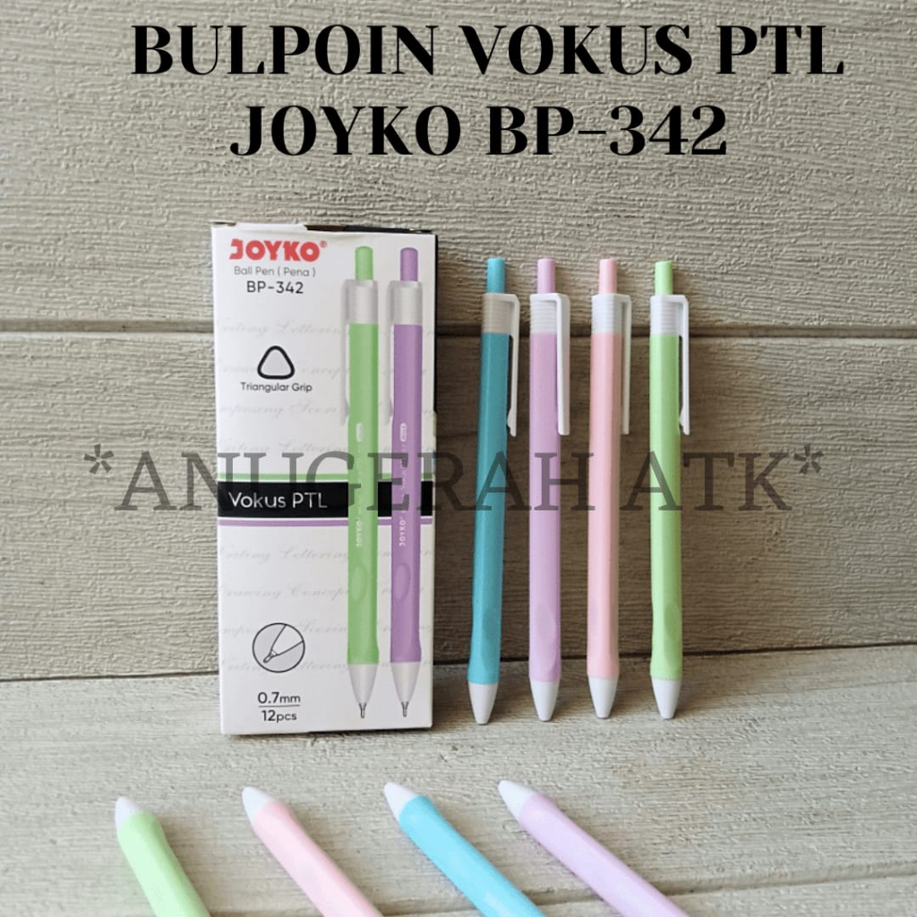 

(1PACK=12PCS) BOLPEN / PULPEN Joyko VOKUS 342 Warna Pastel Tinta hitam