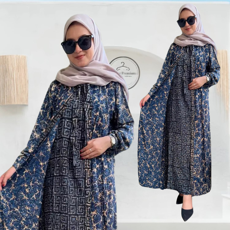 Dress Muslim Wanita Kekinian Batik Rayon Premium Model Rompi Panjang
