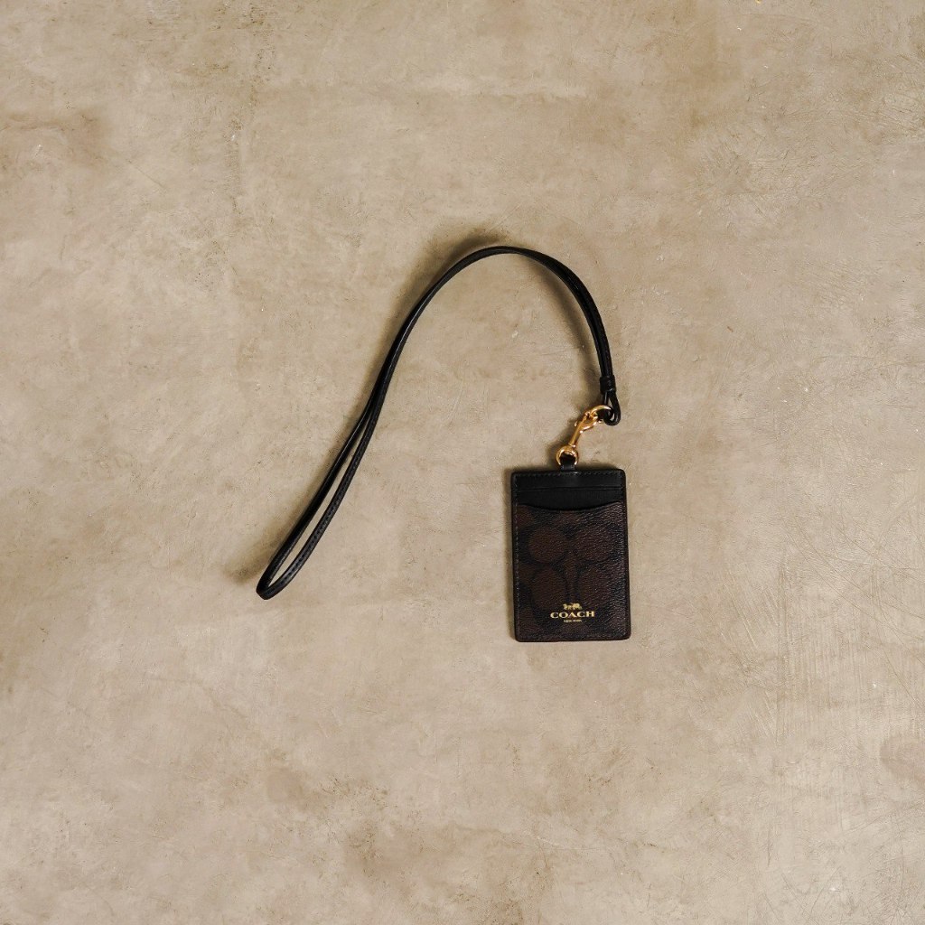 

Lanyard COACH MONOGRAM DARK BROWN LANYARD CARD HOLDER 100% ORIGINAL