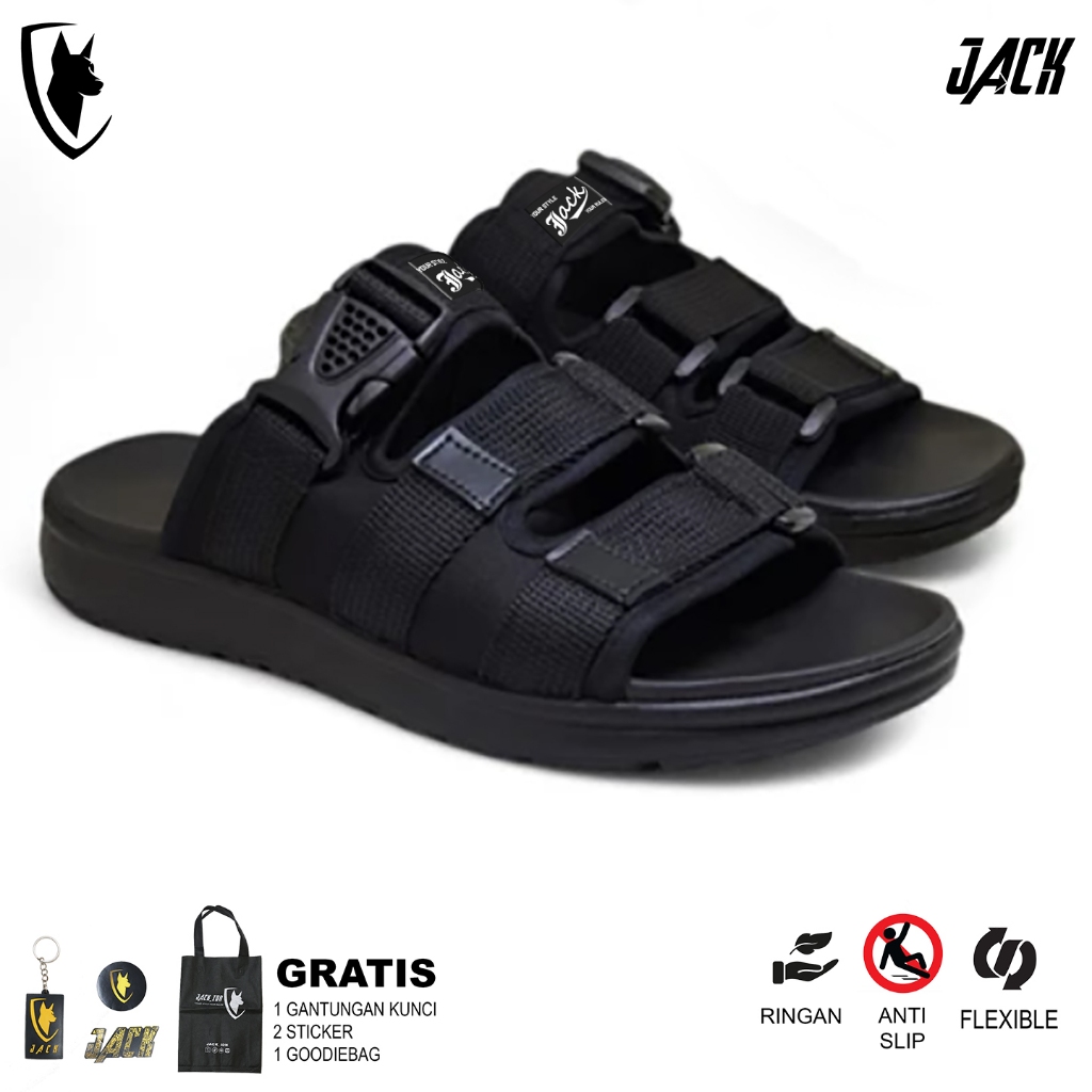 JACK IDN Slop Sandal Slop Pria Flip Flop Karet Tebal Anti Slip Desain Simpel Warna Hitam Ukuran Slop
