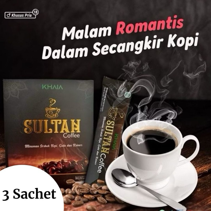 

(COD) 3 Sachet Kopi Sultan Khaia 25gr | Coffe Dewasa Extrak Gingseng Stamina Lebih Kuat Asli BPOM