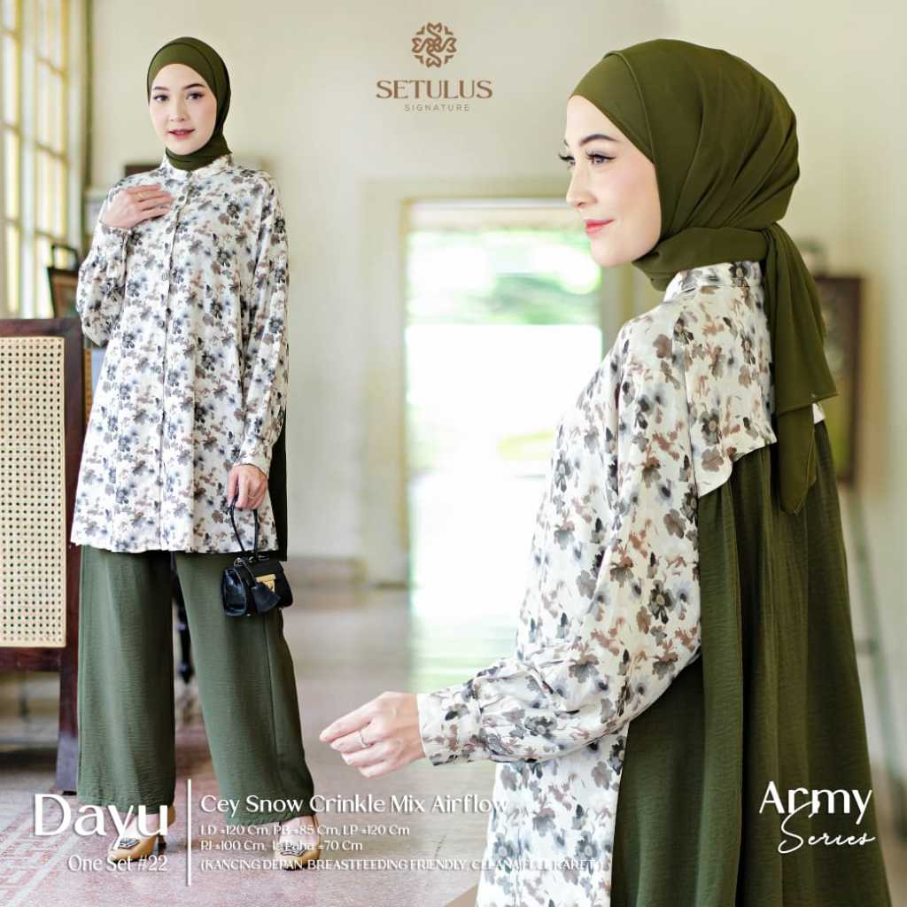 Dayu Oneset #22 Setelan Tunik Midi Dress Celana Panjang Set Muslimah Premium