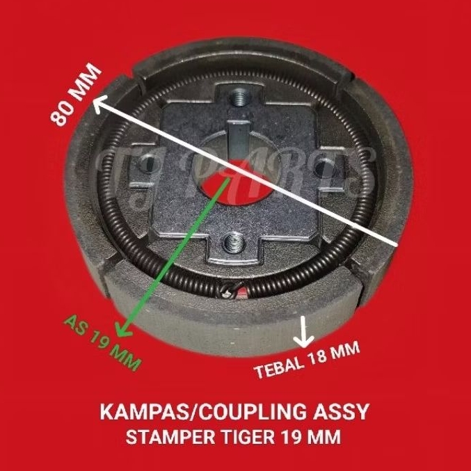Kampas+Plat/Coupling Assy Mesin Stamper Kuda/Stamper Tiger AS 19 MM