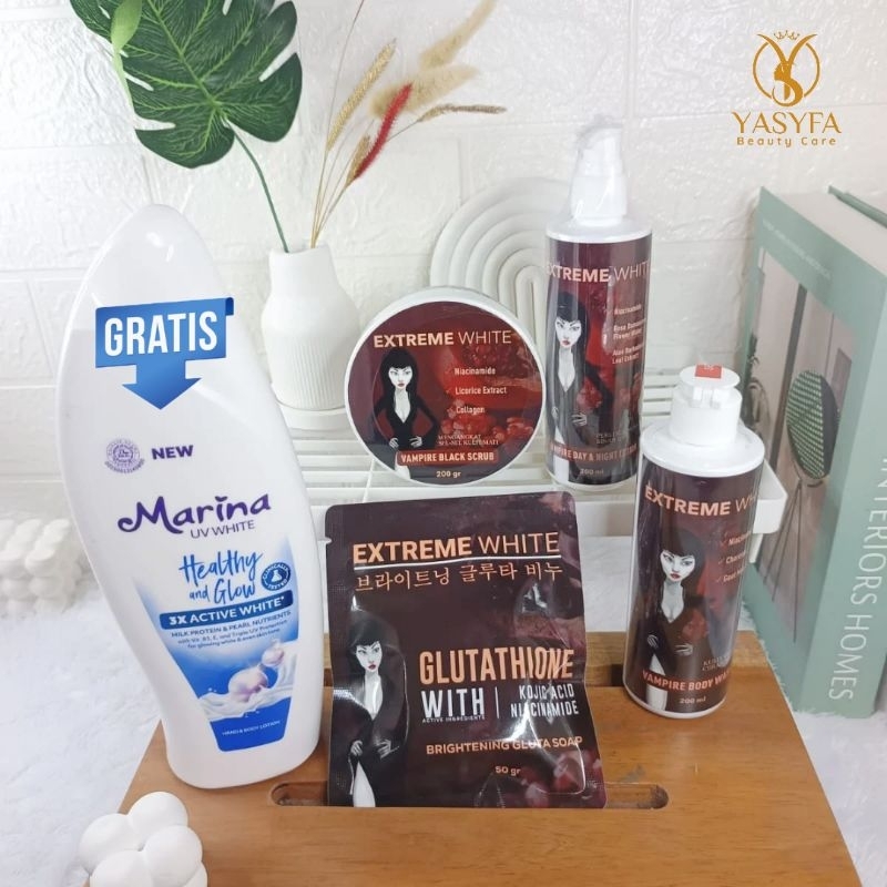 Extreme White Vampire / Pemutih Badan / Lotion, Peeling dan Sabun