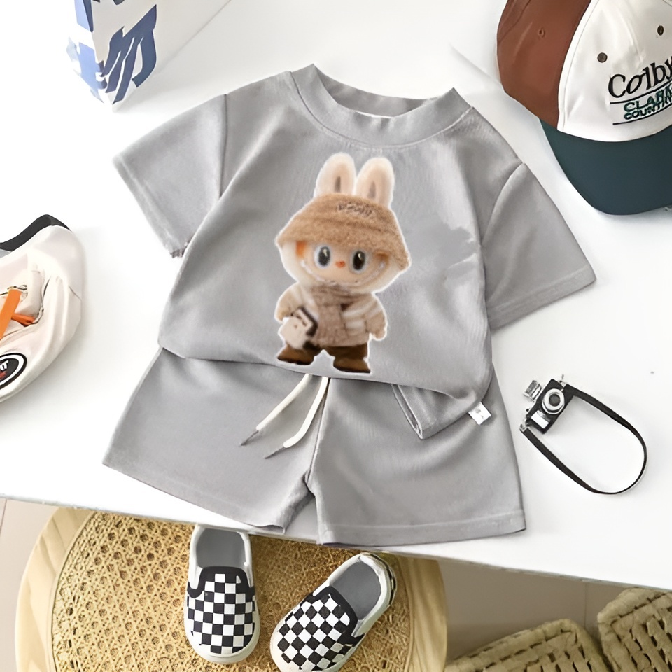 SETELAN ANAK LABUBU SET ANAK PEREMPUAN USIA 1-5 TAHUN SET TERBARU WAFFLE UNIQLO