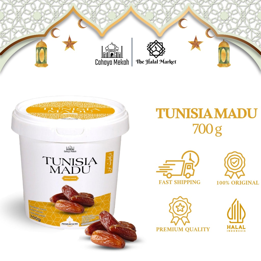 

Cahaya Mekah Tunisia Madu Premium Dates 700g Ember Deglet Noor Honey Original