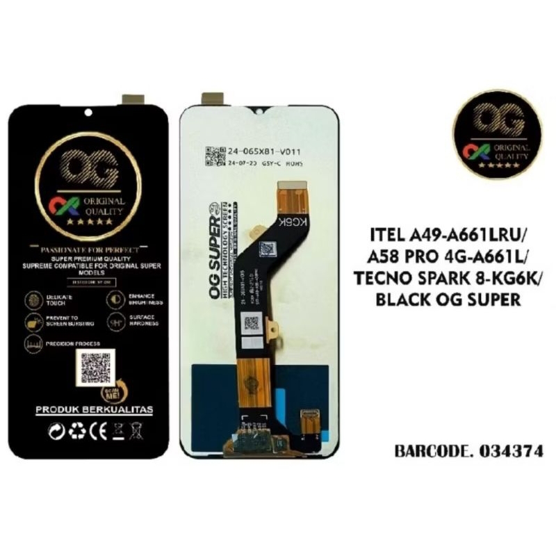 LCD INFINIX ITEL A49-A661LRU/A58-A661W/A58 PRO 4G-A661L/A58 PRO-A661WP/S17-S661W-S661W/TECNO SPARK 8