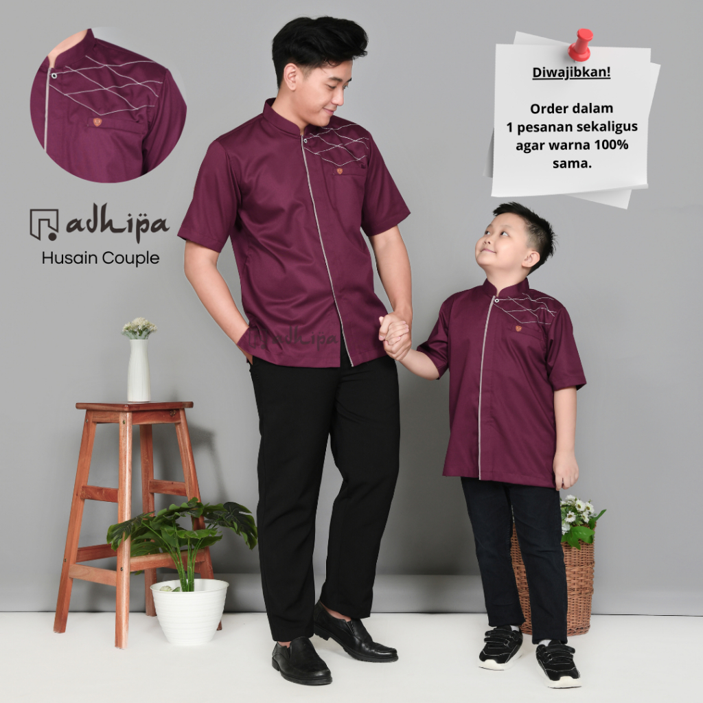 Adhipa Koko Couple Husain Ayah dan Anak Warna WINE Burgundy
