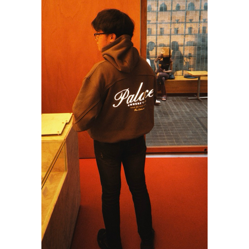 Hoodie Boxy Palace Pecah Pola Cotton Fleace Premium 280gsm Reflective Menyala Dark Grey