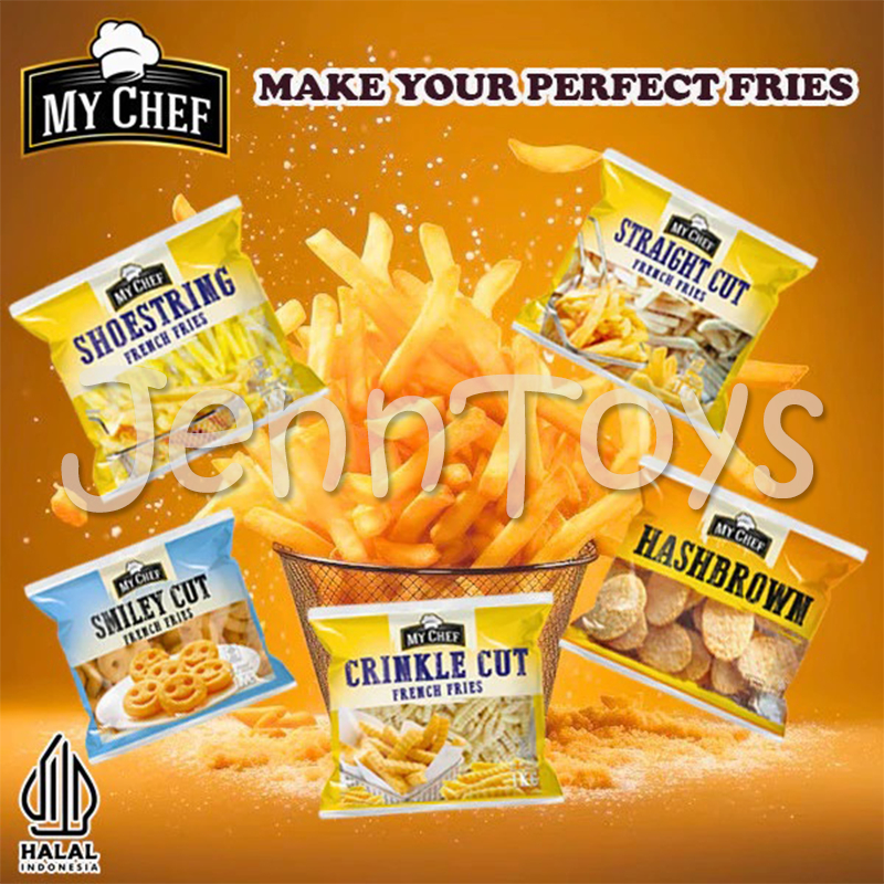 

RB MY CHEF HashBrown hash brownCut French Fries / Kentang Goreng Frozen 1kg