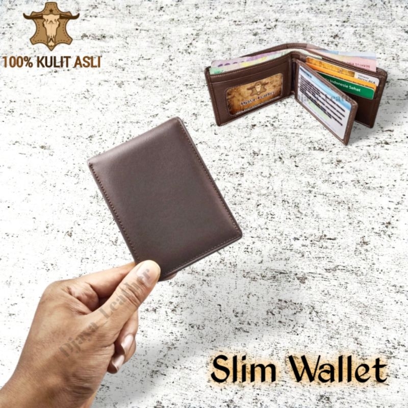 Dompet Kulit Pria Asli Original Model Mini Kecil Slim Wallet tipis Minimalis 100% Kulit Asli Garut