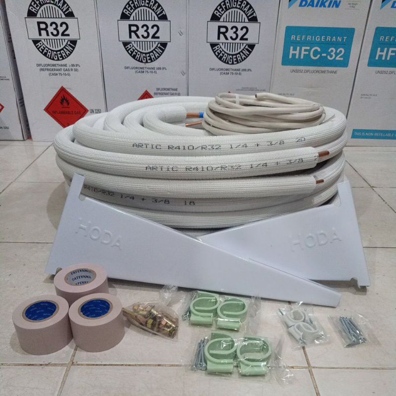 paket pipa artic 12 meter tanpa selang air(link khusus)uk.1/4+3/8 material instalasi pipa AC 1/2 pk 