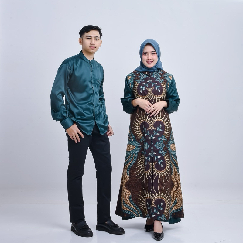 Baju Couple Pasangan Kemeja polos dan gamis batik