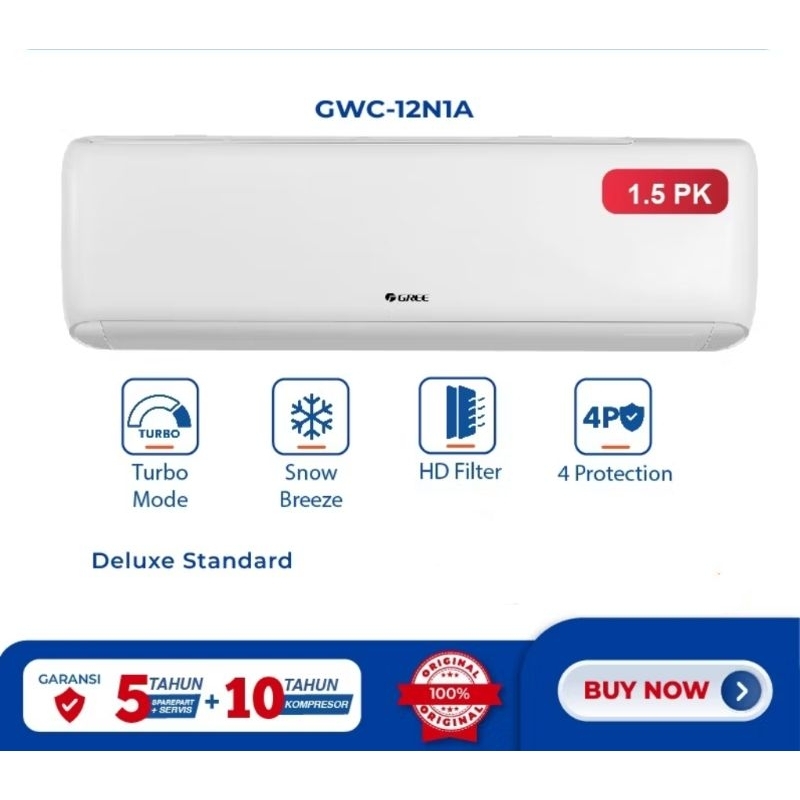 AC Gree 1,5 PK Deluxe Standard GWC-12N1A Gold Fin 1.5 PK GWC 12 N1A