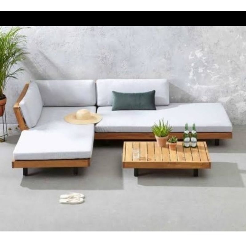sofa sudut, sofa ruang tamu, sofa L, sofa kayu jati, sofa keluarga