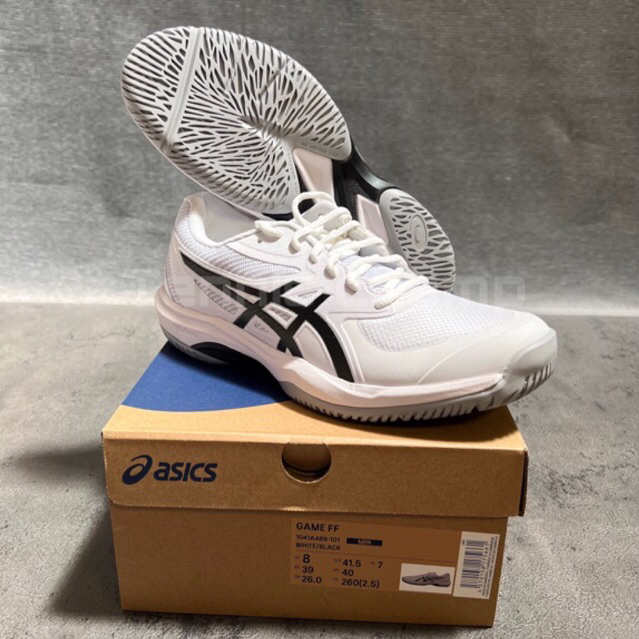 Sepatu Tenis Asics Game FF White Black/ Tennis Shoe Asics Original Men