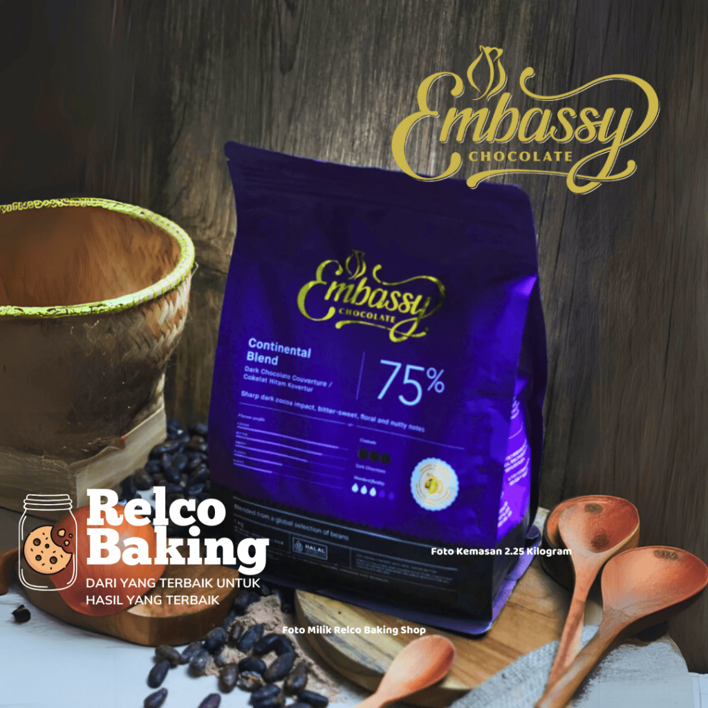 

Embassy Chocolate - Continental 75% 1kilogram Dark Couverture Cokelat TERMURAH
