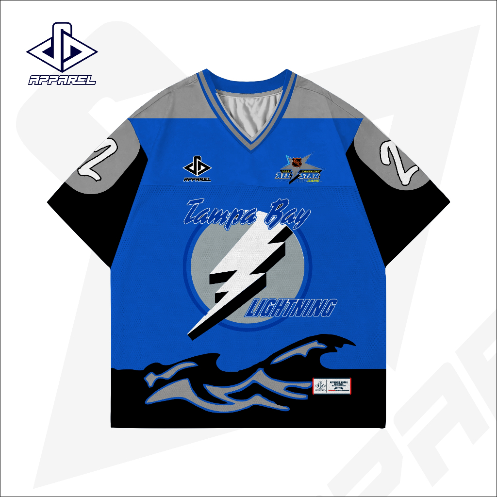 RDA - Jersey Vintage NHL Tampa Bay Lighting Blue Storm Baju Jersei NFL Rugby Number 22