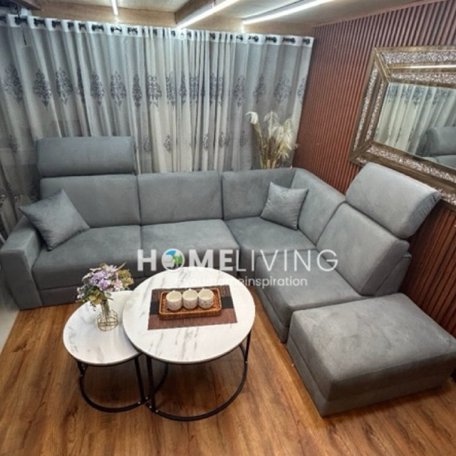 HOMELIVING - SOFA L MINIMALIS - SOFA GREY - SOFA KAIN - SOFA SUDUT PONTIANAK