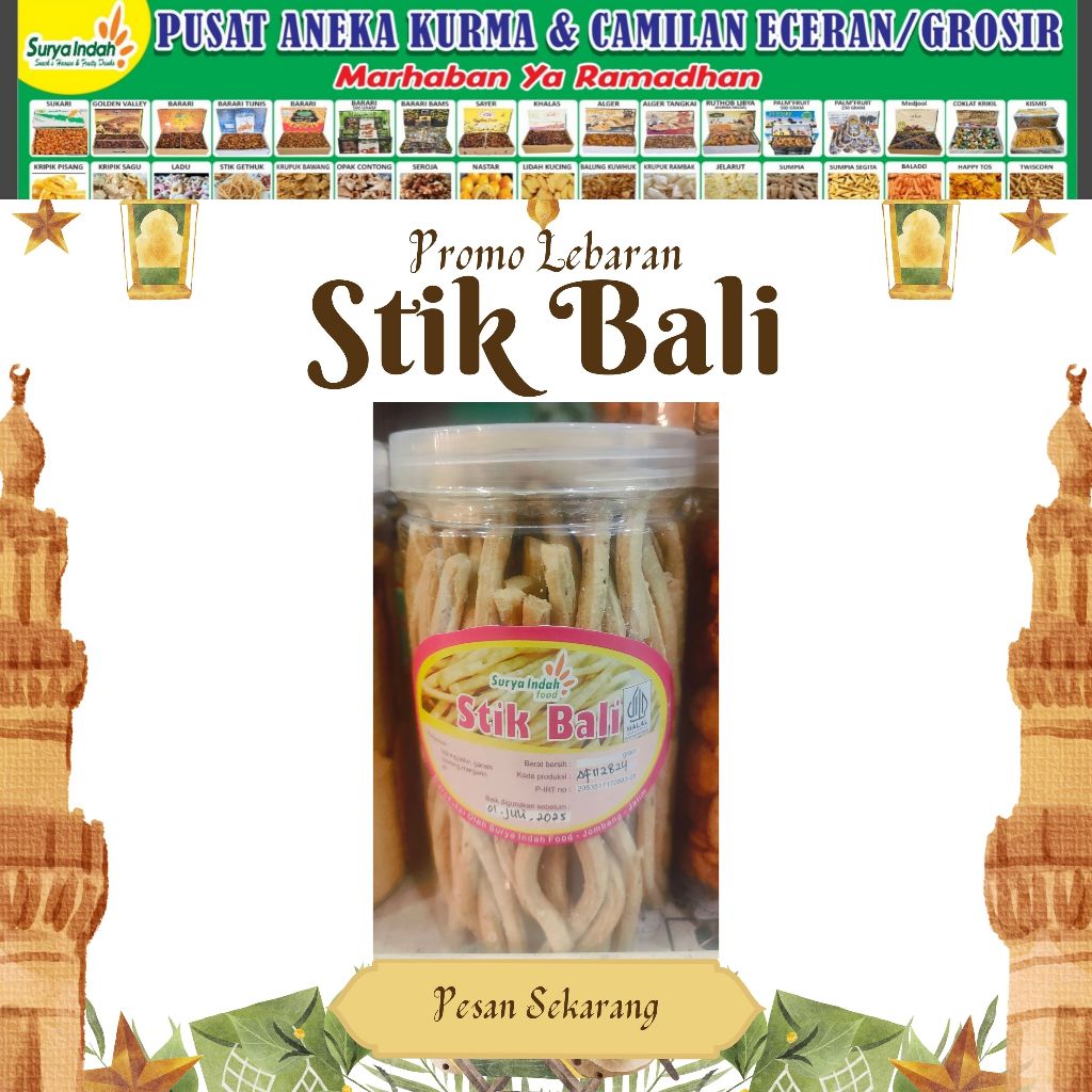 

Stik Bali Snack Lebaran dalam Toples Plastik Tabung uk 1000ml Surya Indah Jombang