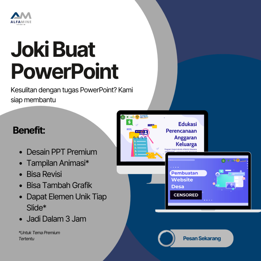 

Jasa Pembuatan PPT Premium & Aesthetic | PowerPoint Bisa Animasi | 3 Jam Selesai