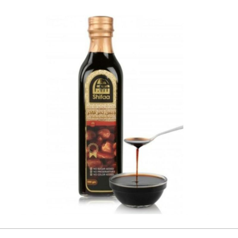 

Sari kurma Premium dates syrup merk shifaa 500gram Exp 25/12/2025