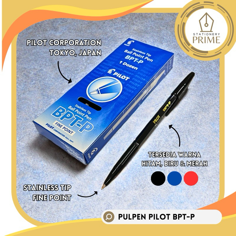 

Ball Point Pen Pulpen PILOT BPT-P FINE POINT Hitam Merah Biru PASTEL (Isi 12 Pcs) by PILOT Corporation Japan