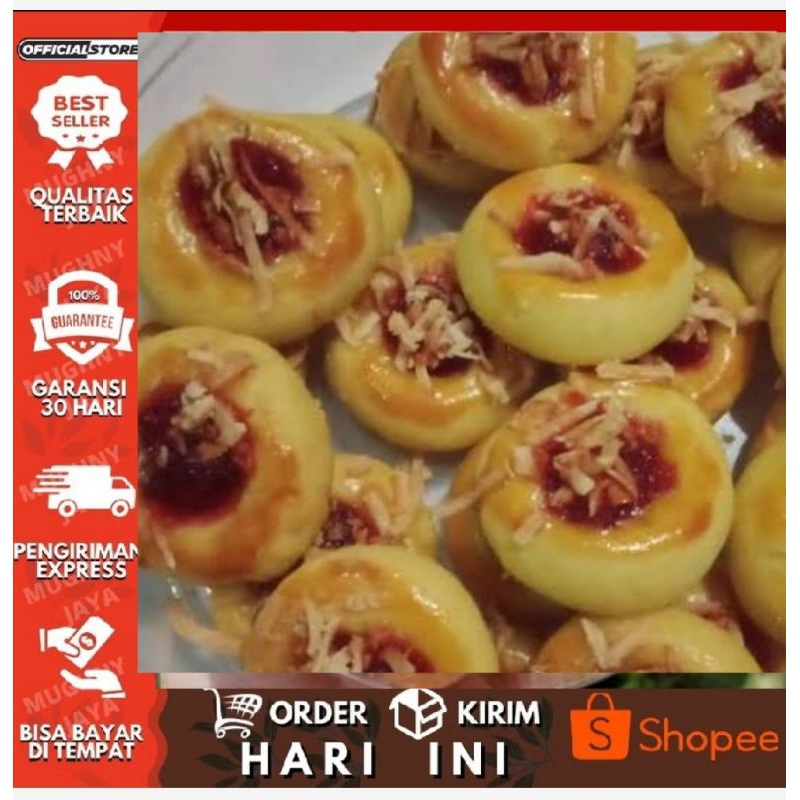 

kue nastar selai strawberry 400 gr cemilan santai untuk acara lebaran, natal dan imlek