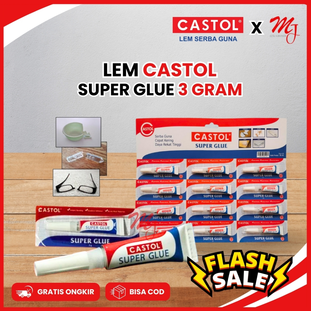 

Lem Castol Super Glue Serbaguna / Lem Plastik / lem Porselen / Lem Kaca / Lem Karet Tube 3 gr
