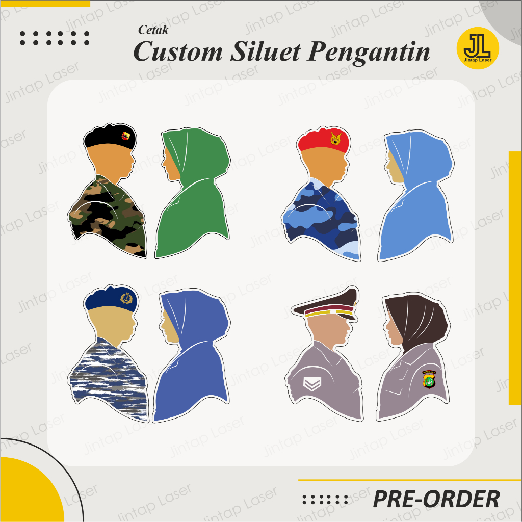 Siluet Couple Polisi Tentara Fullcolour Akrilik Print Uv