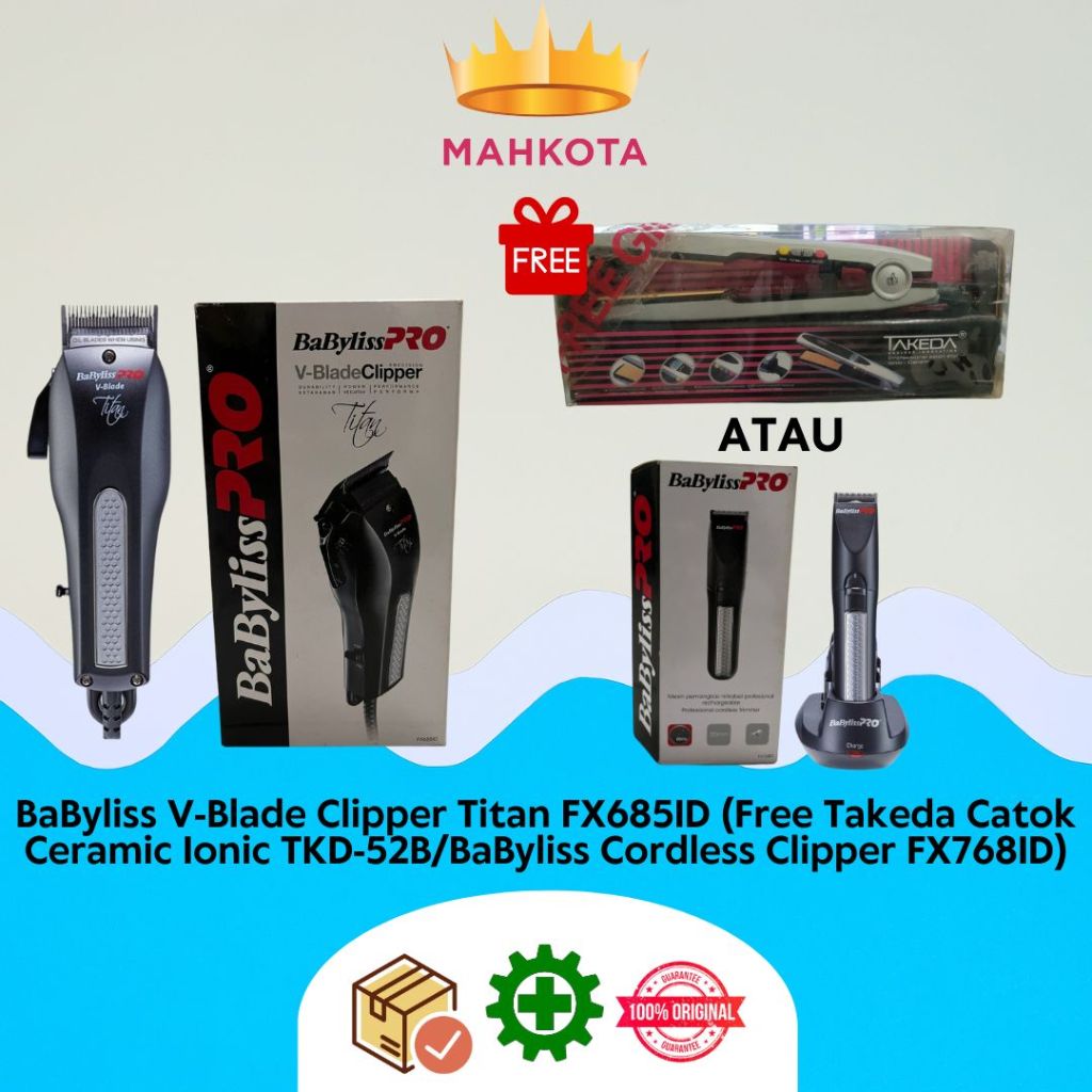 **Mahkotacosmetik** BaByliss V-Blade Clipper Titan FX685ID FREE Catokan / Clipper
