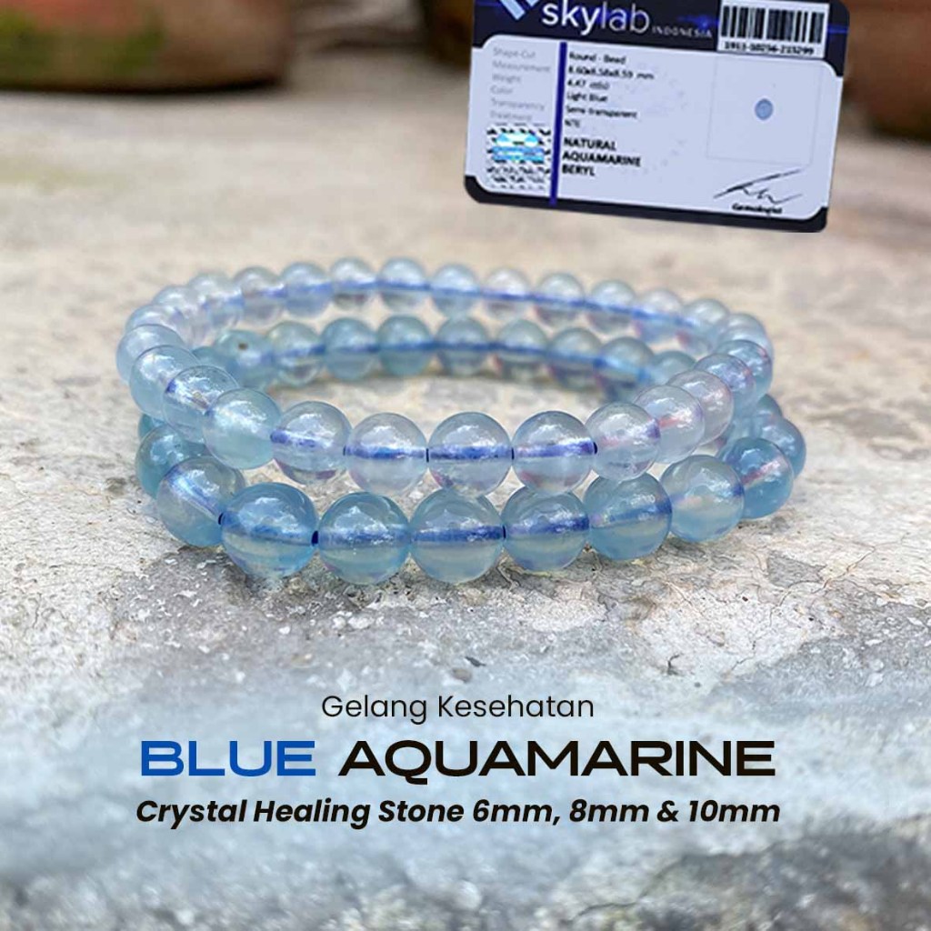 Gelang Crystal Healing Brazil Aquamarine Stone (GBP195)
