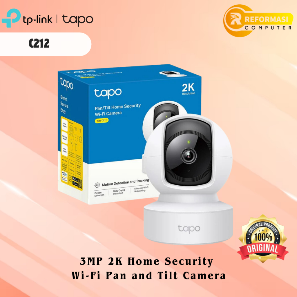 TAPO TP-LINK CCTV Tapo C212 2K 3MP TP-Link CCTV Pan/Tilt Home Security Wi-Fi Camera
