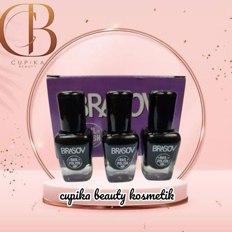 kc,px] [box 12 pc] BRASOV nail polish kutek halal warna hitam mudah kering dan warna cantik cat kuku