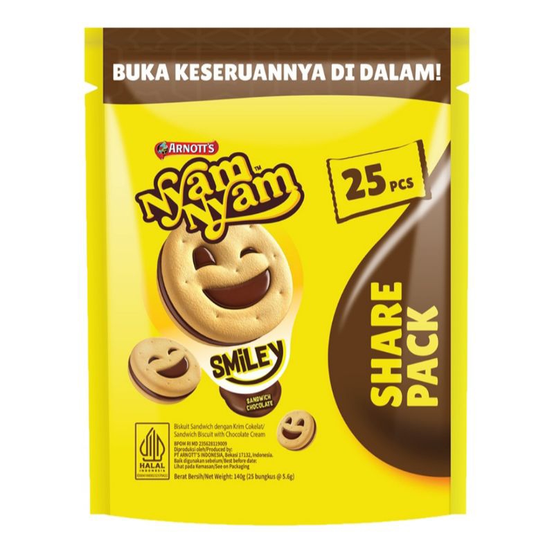 

NYAM NYAM SMILEY BISKUIT SANDWICH COKLAT SHARE PACK